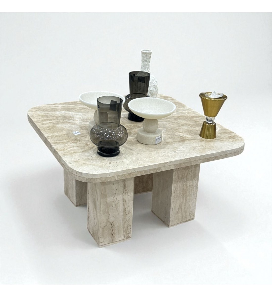 طاولة تقديم رخام ترفنتينوا  80×80×44سم 