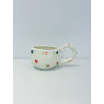 كوب خزفي بلون أبيض عاجي ناعم، مورد الازرق الوردي والاحمر 