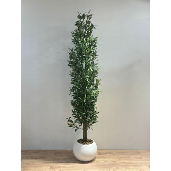 شجرة بمركن ابيض زيتون ارتفاع  200سم  ديكور اصطناعية بتصميم واقعي وأوراق خضراء كثيفة تضفي لمسة طبيعية ومنعشة على المكان. 2متر 
