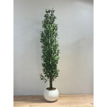 شجرة بمركن ابيض زيتون ارتفاع  200سم  ديكور اصطناعية بتصميم واقعي وأوراق خضراء كثيفة تضفي لمسة طبيعية ومنعشة على المكان. 2متر 