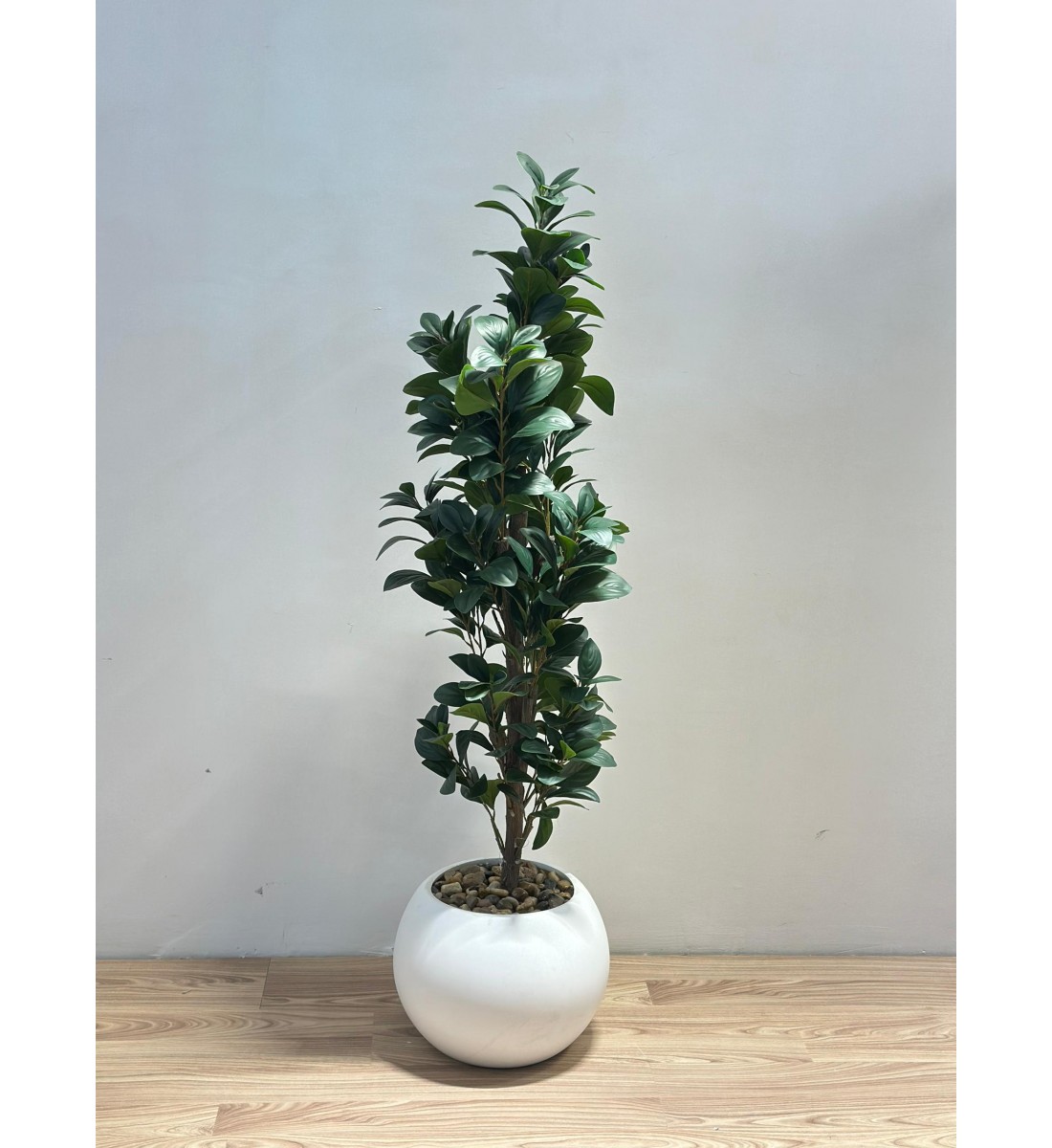 نبتة زينة صناعية بلمسة طبيعية بمركن ابيض 133سم 