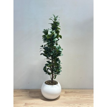 نبتة زينة صناعية بلمسة طبيعية بمركن ابيض 133سم 