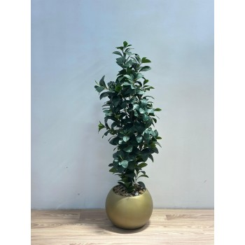 نبتة زينة صناعية بلمسة طبيعية بمركن ذهبي 133سم 