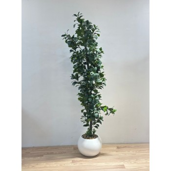 نبتة زينة صناعية بلمسة طبيعية بمركن ابيض 190سم 