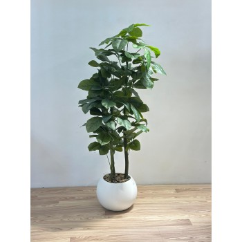 نبتة زينة صناعية بلمسة طبيعية بمركن ابيض 145سم 