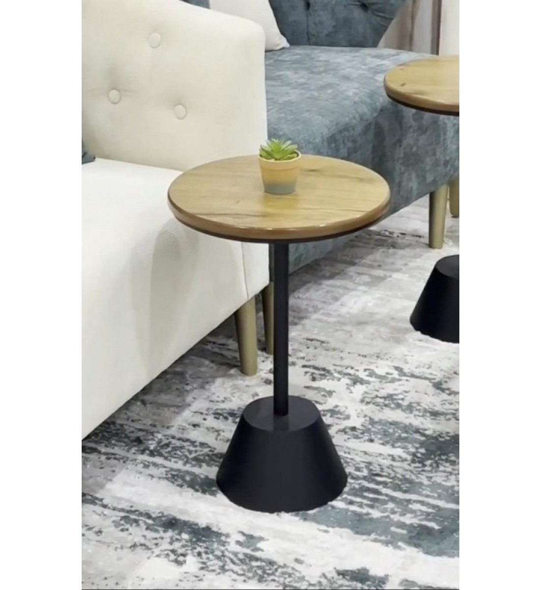 طقم طاولة قهوة دائرية من 6 قطع بسطح خشب وقاعدة حديد اسود طقم طاولة قهوة دائرية من 6 قطع بسطح خشب وقاعدة حديد اسود