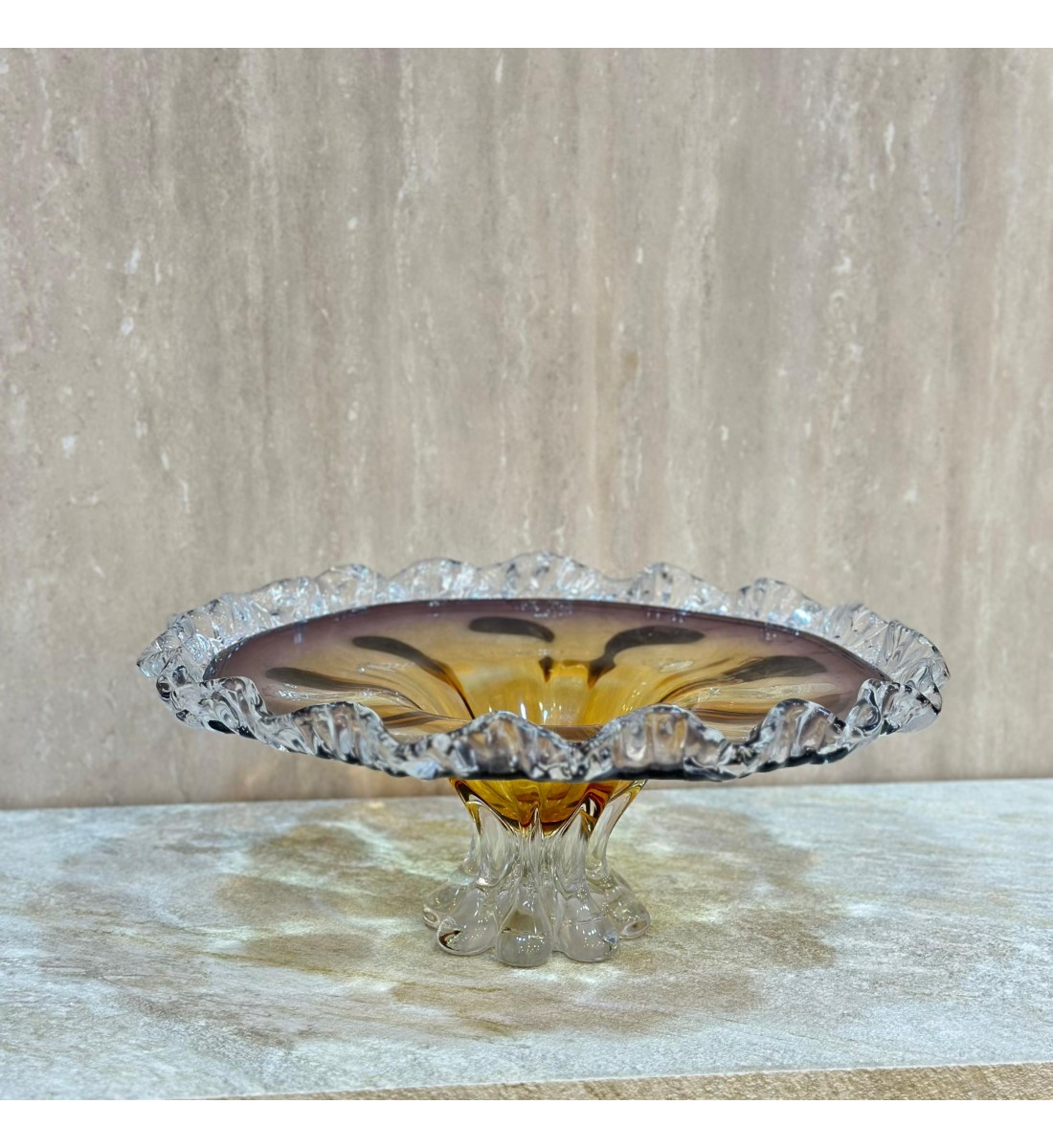 صحن تقديم زجاج مودرن بتصميم كلاسيك 38×38×19سم صحن تقديم زجاج مودرن بتصميم كلاسيك 38×38×19سم