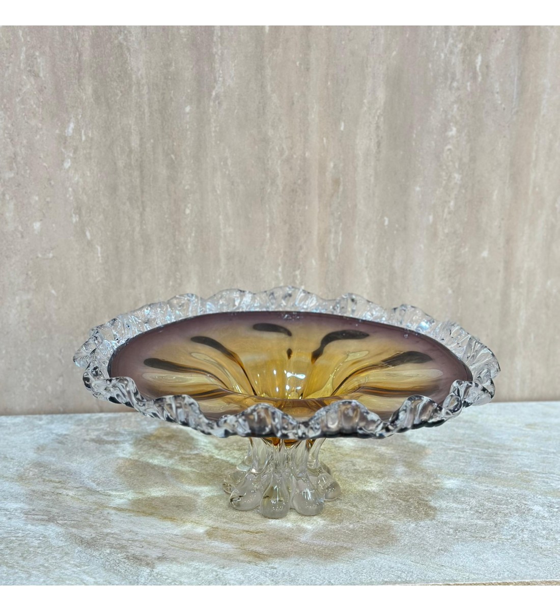 صحن تقديم زجاج مودرن بتصميم كلاسيك 38×38×19سم صحن تقديم زجاج مودرن بتصميم كلاسيك 38×38×19سم