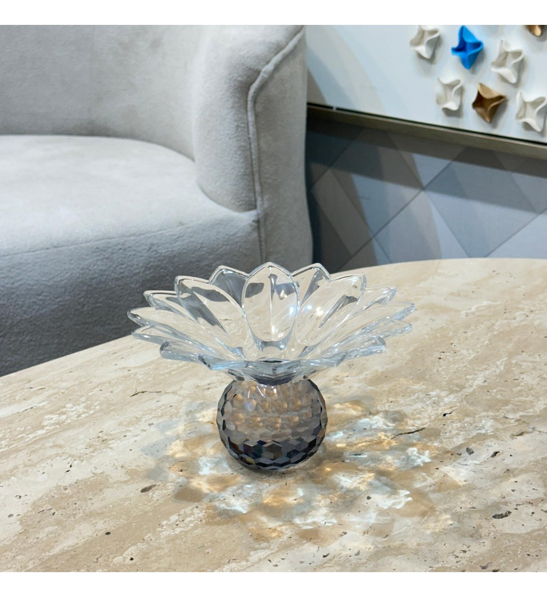 استاند - صحن تقديم بقاعدة - ضيافة كلاسيكي فاخر كرستال بقاعدة ــ 11×19×19سم 