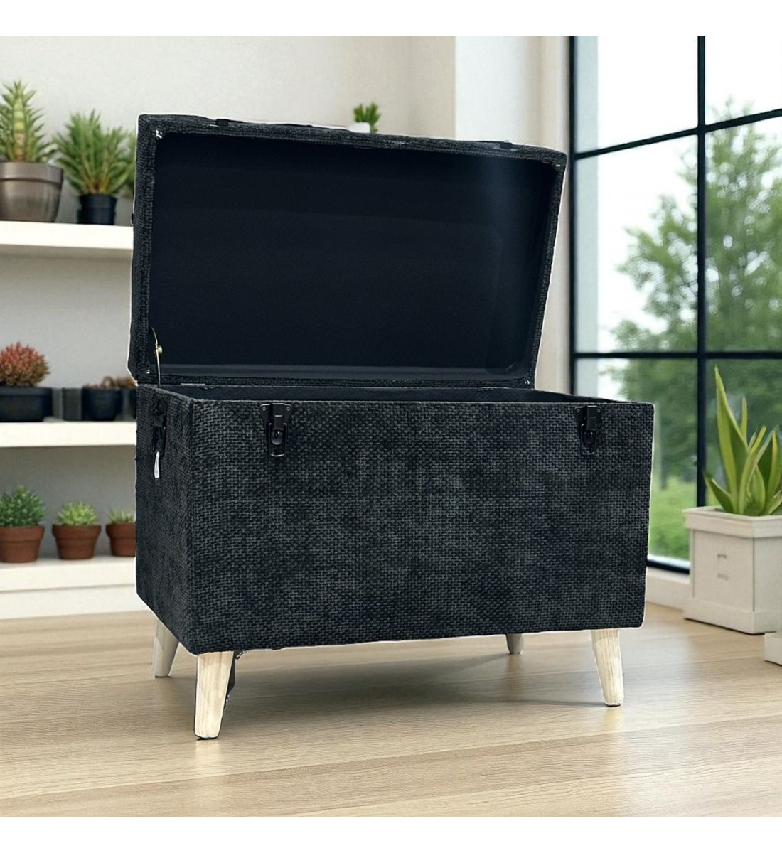 مقعد صندوق سجاد بوكليه اسود64×36×48سم مقعد صندوق سجاد بوكليه اسود64×36×48سم