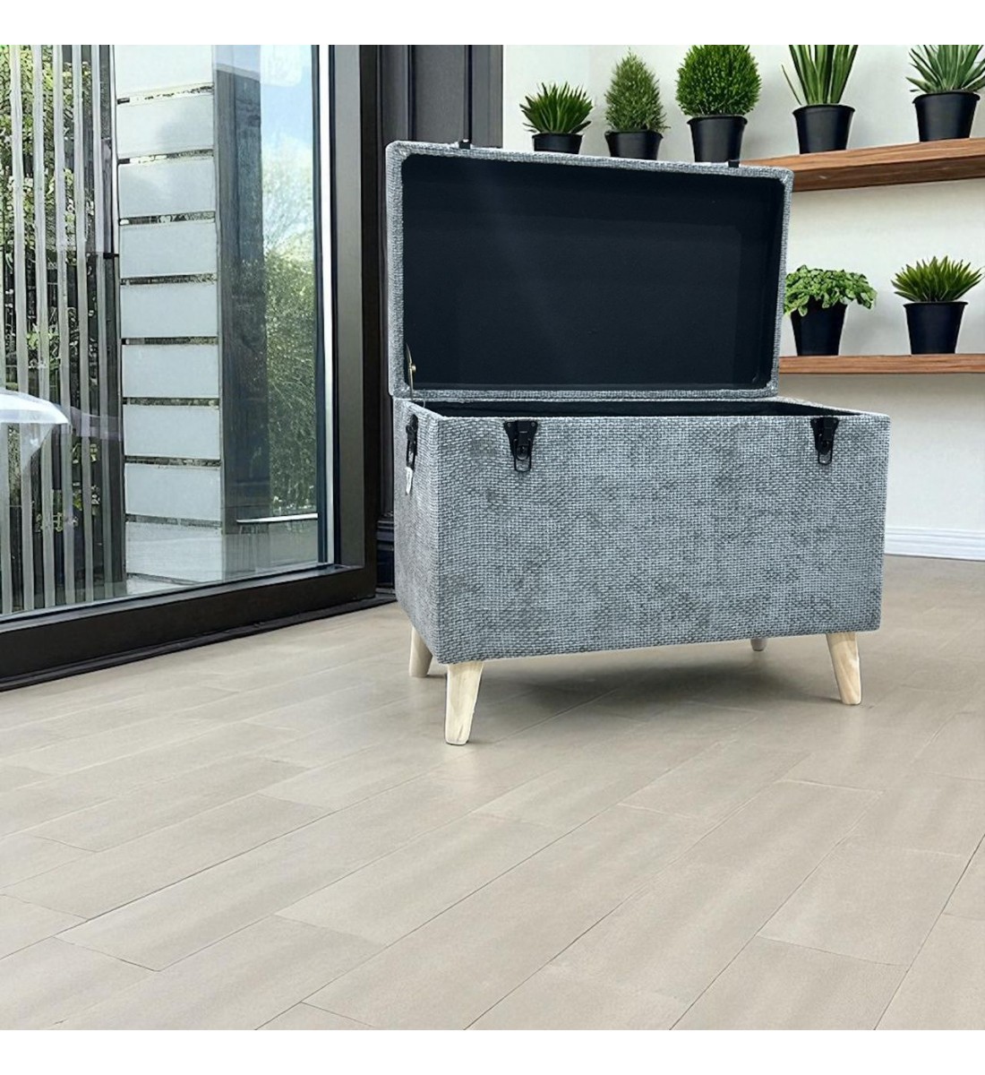 مقعد صندوق سجاد بوكليه رمادي 71×41×55سم مقعد صندوق سجاد بوكليه رمادي 71×41×55سم