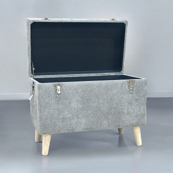 مقعد صندوق  سجاد بوكليه رصاصي 64×36×48سم 