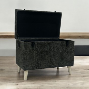 مقعد صندوق  سجاد بوكليه رمادي غامق 71×41×55سم 