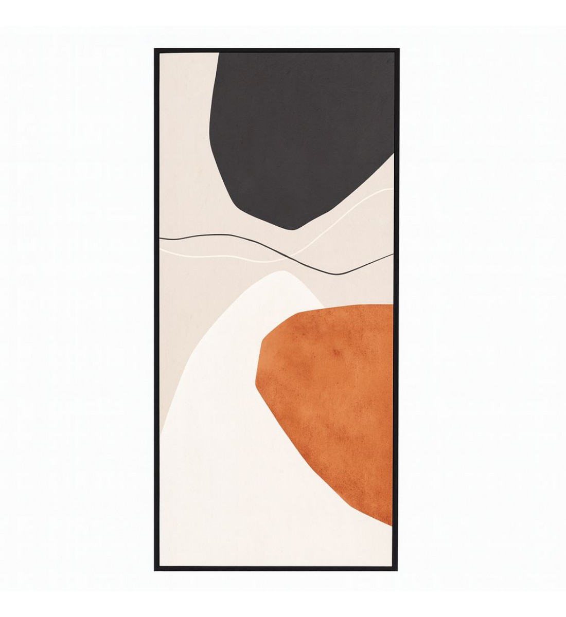 لوحة فنية تجريدية بإطار أسود نحيف بتصميم طولي، تعتمد على أسلوب المينيماليزم البسيط 150×50سم 