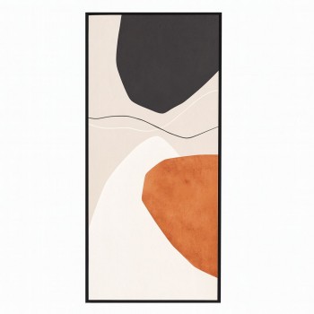 لوحة فنية تجريدية بإطار أسود نحيف بتصميم طولي، تعتمد على أسلوب المينيماليزم البسيط 150×50سم 