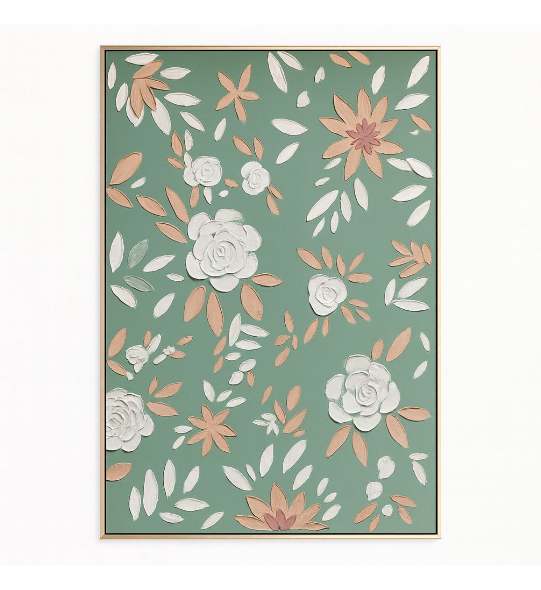 لوحة جدارية فنية بإطار ذهبي رفيع أنيق، تتميز بخلفية خضراء هادئة تعكس لمسة عصرية ناعمة. 153×102سم لوحة جدارية فنية بإطار ذهبي رفيع أنيق، تتميز بخلفية خضراء هادئة تعكس لمسة عصرية ناعمة. 153×102سم