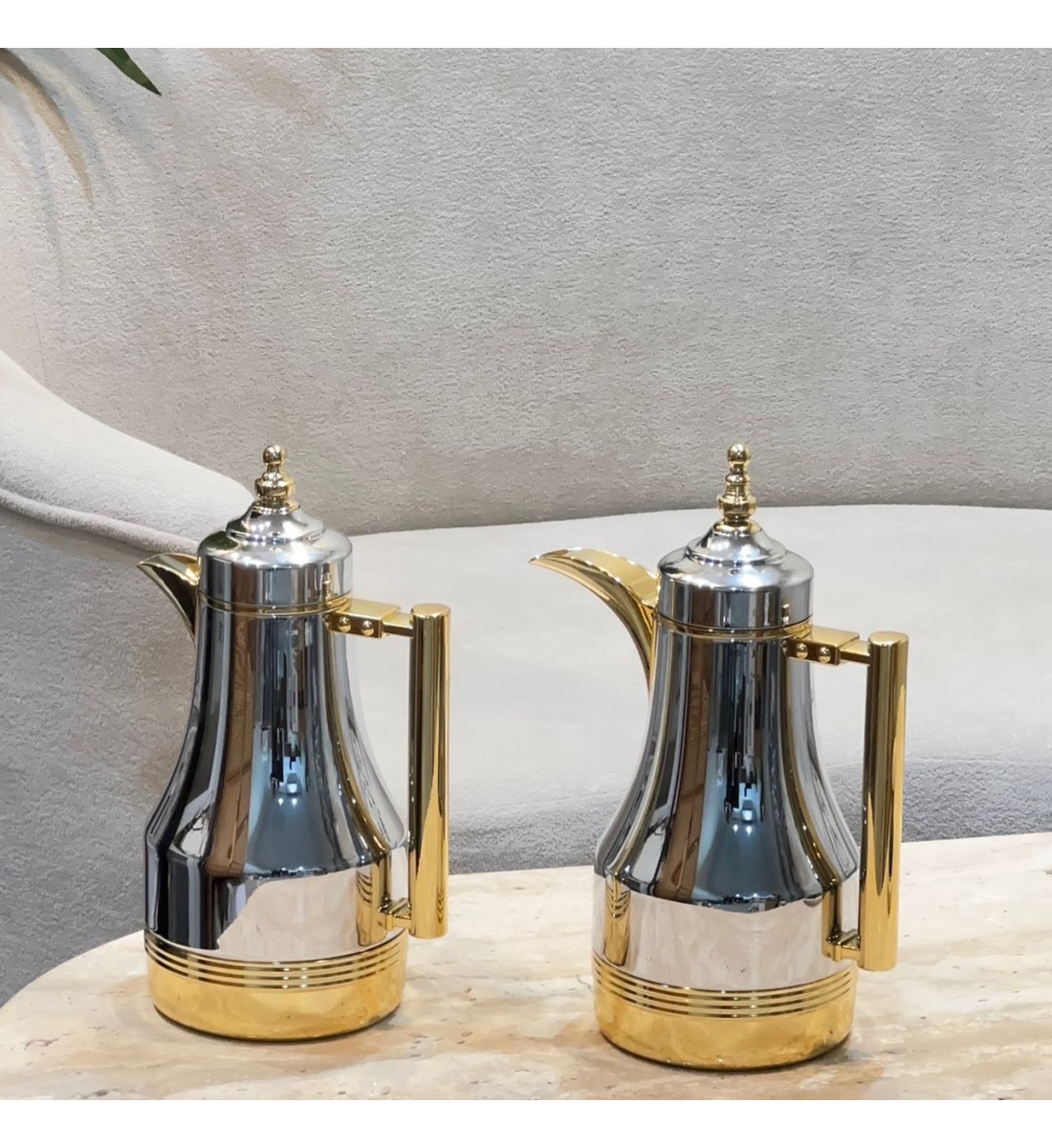 طقم ترامس شاي وقهوة راقي استيل داخل زجاج 1لتر 