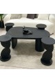 طقم طاولات 5قطع سطح بديل الرخام الحجري قاعده خشب لون اسود(منتج تفصيل )