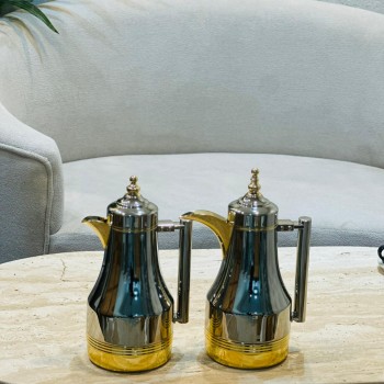 طقم ترامس شاي وقهوة راقي استيل داخل زجاج 1لتر 