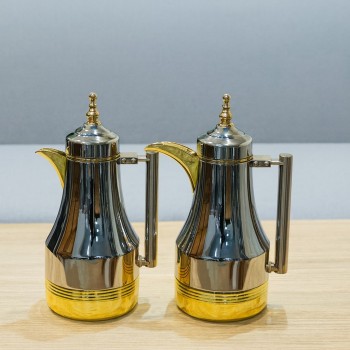 طقم ترامس شاي وقهوة راقي استيل داخل زجاج 1لتر 