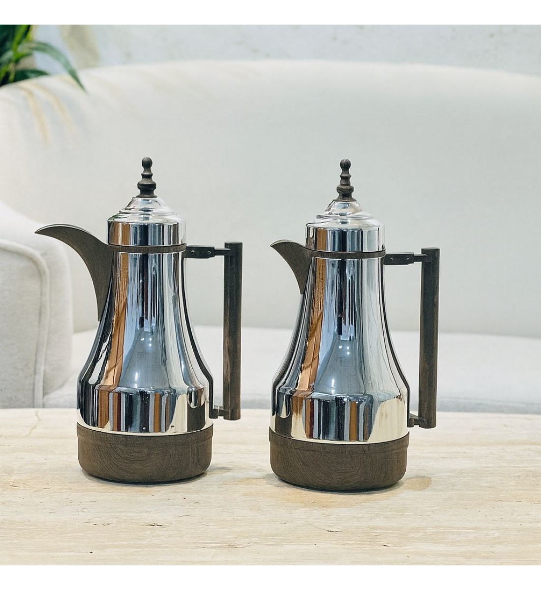 طقم ترامس شاي وقهوة راقي استيل داخل زجاج 1لتر 