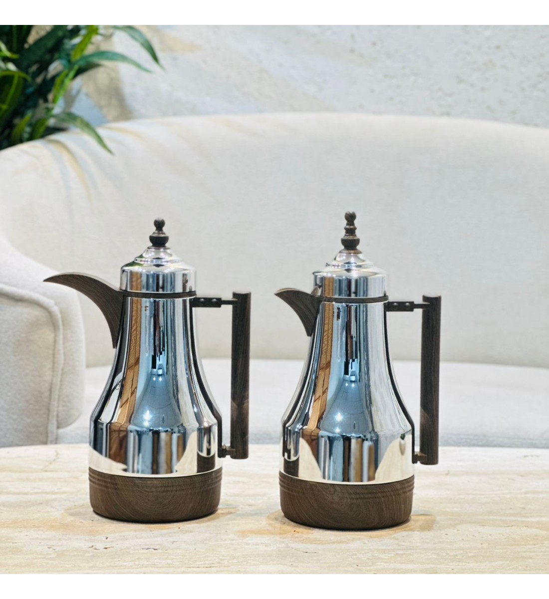 طقم ترامس شاي وقهوة راقي استيل داخل زجاج 1لتر 