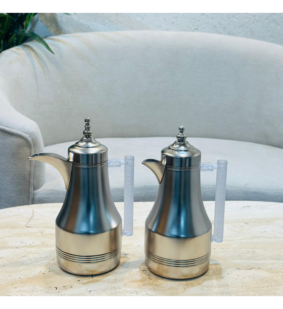 طقم ترامس شاي وقهوة راقي استيل داخل زجاج 1لتر 