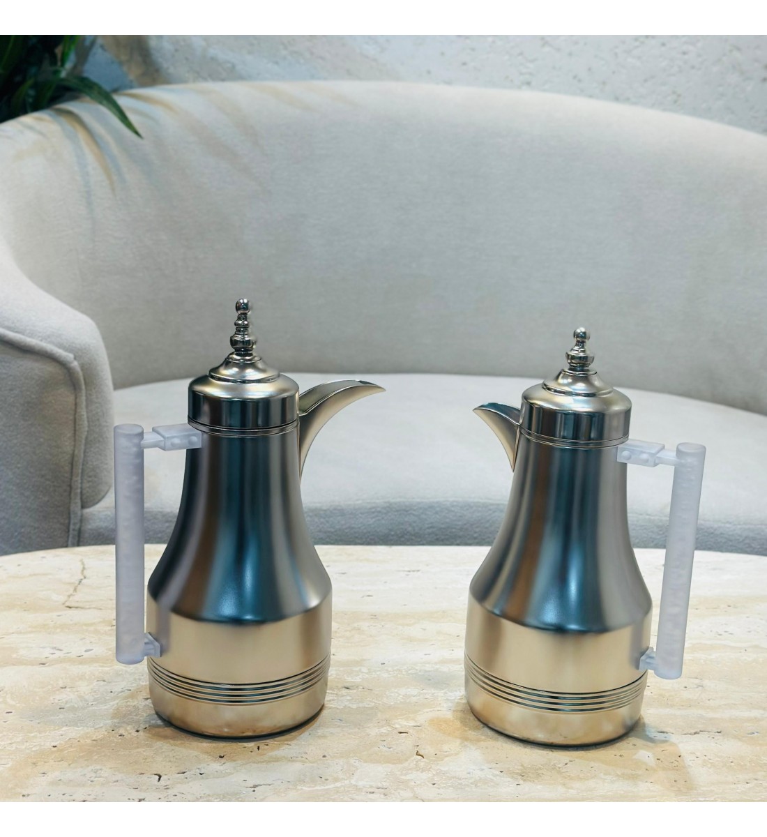 طقم ترامس شاي وقهوة راقي استيل داخل زجاج 1لتر 