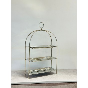 صحن تقديم معدني فاخر بتصميم ثنائي  3دور 