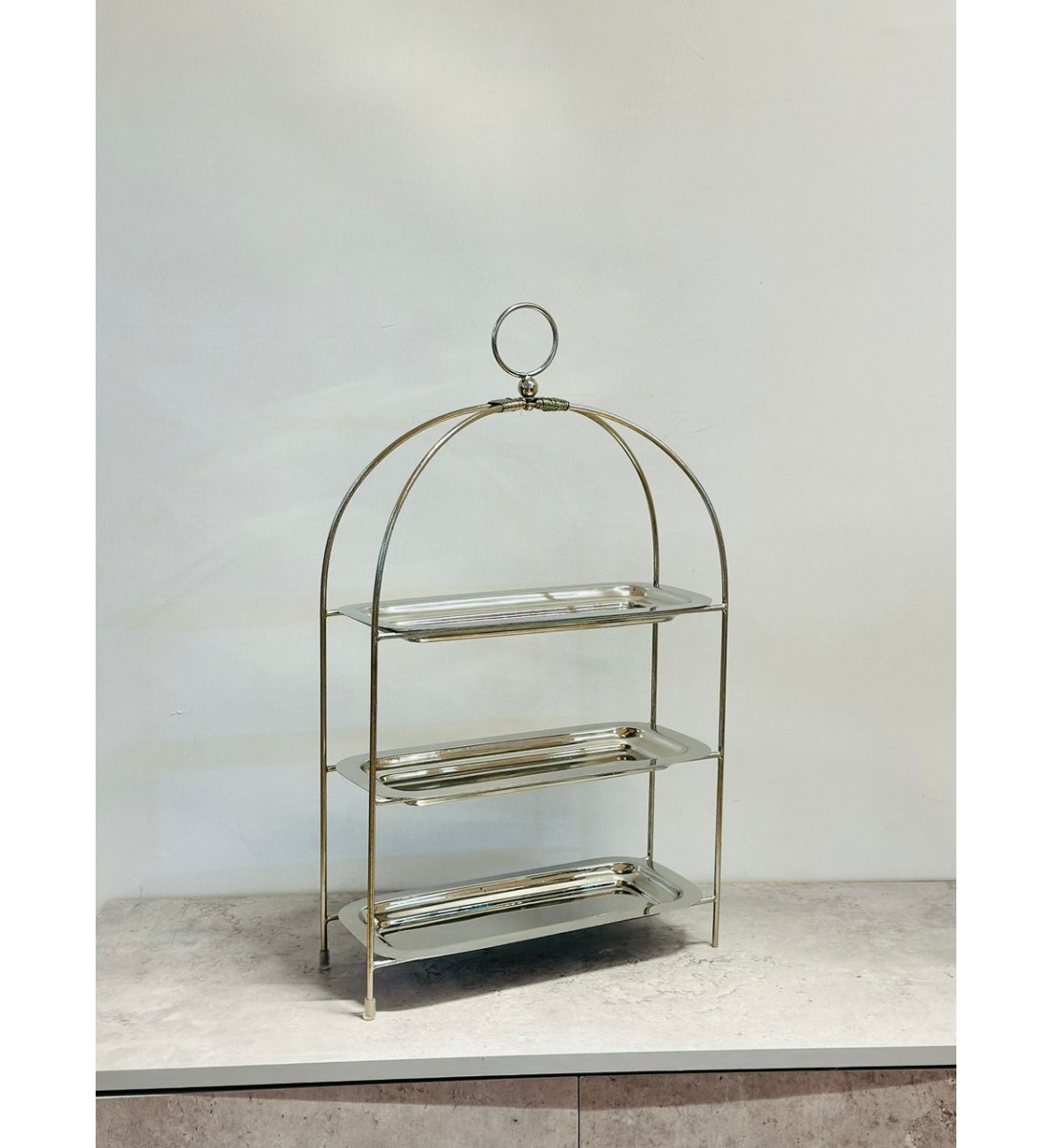 صحن تقديم معدني فاخر بتصميم ثنائي 3دور صحن تقديم معدني فاخر بتصميم ثنائي 3دور