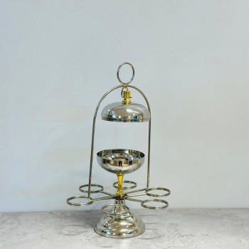 صحن تقديم معدني فاخر بتصميم فاخر مع حامل 6 قناجيل 