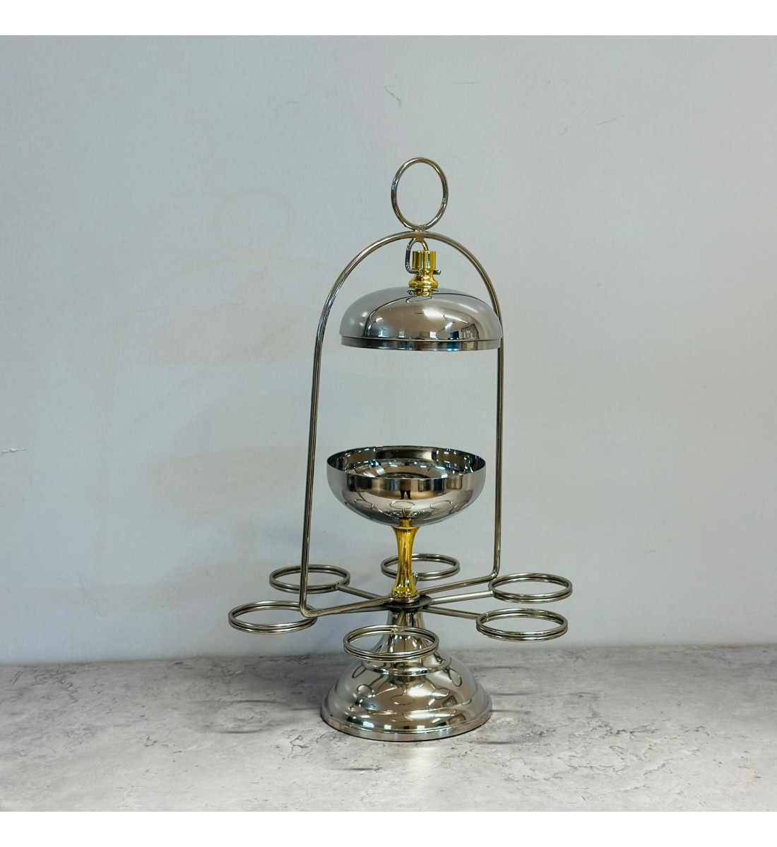 صحن تقديم معدني فاخر بتصميم فاخر مع حامل 6 قناجيل 