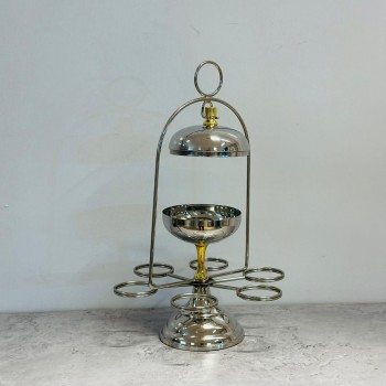 صحن تقديم معدني فاخر بتصميم فاخر مع حامل 6 قناجيل 