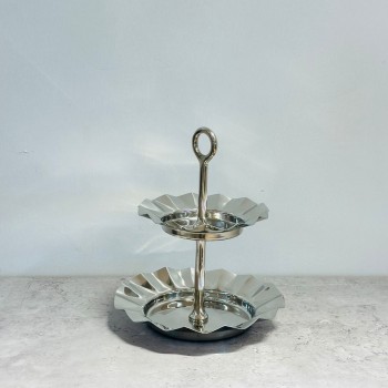 صحن تقديم معدني فاخر بتصميم فاخر 20×20×26سم 