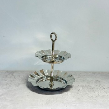 صحن تقديم معدني فاخر بتصميم فاخر 20×20×26سم 