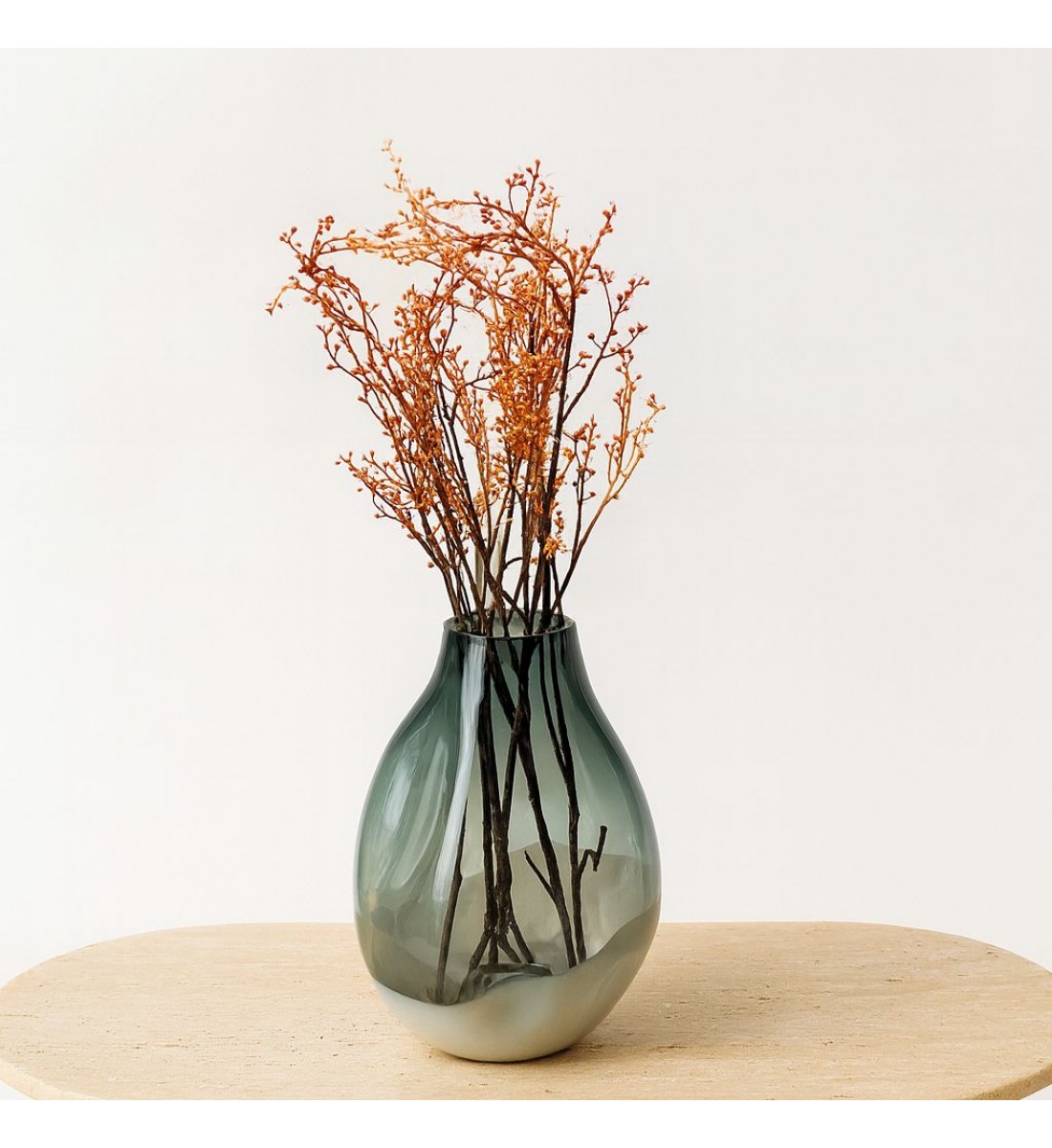 فازة زجاجية أنيقة بلون أخضر داكن42×10×10سم 