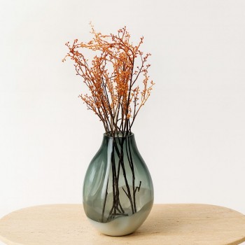 فازة زجاجية أنيقة بلون أخضر داكن42×10×10سم 