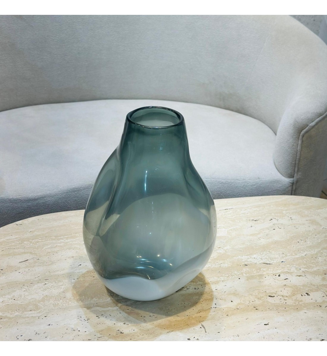 فازة زجاجية أنيقة بلون أخضر داكن42×10×10سم 