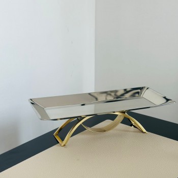 صحن تقديم معدني فاخر بتصميم فاخر   36×16×10سم 