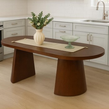 طاولة طعام  خشب السنديان لون بني 200×100سم بدون كراسي (منتج تفصيل )