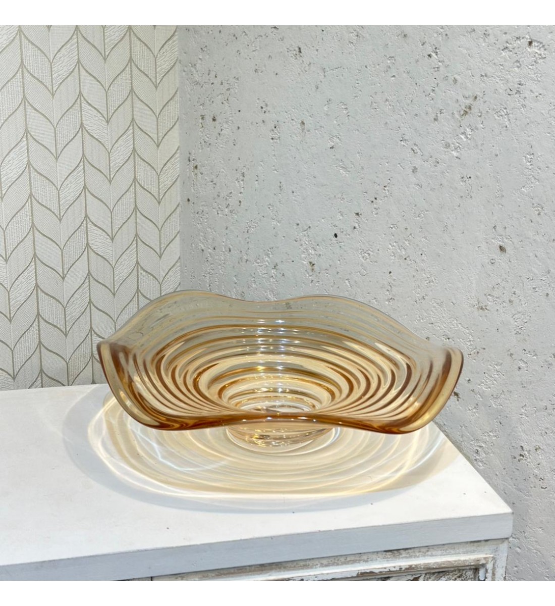 صحن تقديم زجاج مودرن بتصميم كلاسيك40×40×11سم 