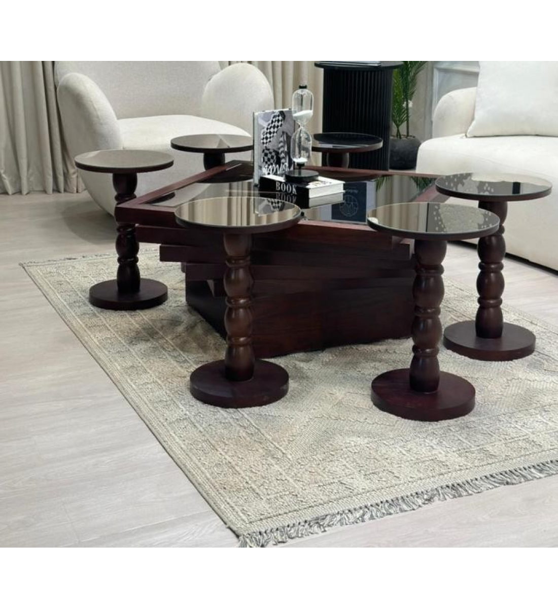 طاولات تقديم مربع سنديان لون بني 7 قطع (منتج تفصيل ) طاولات تقديم مربع سنديان لون بني 7 قطع (منتج تفصيل )