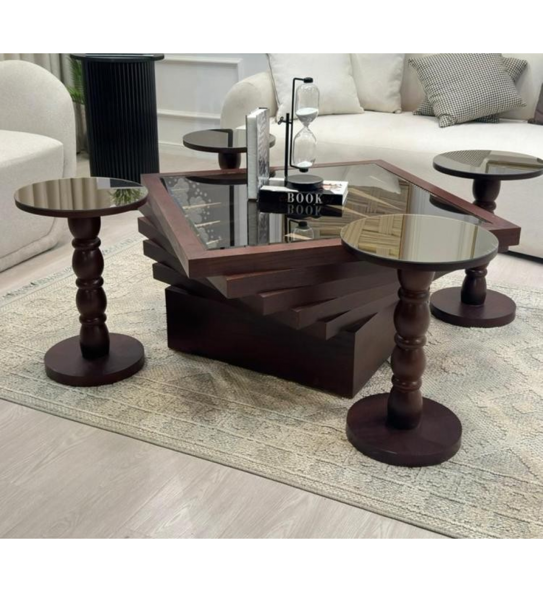 طاولات تقديم مربع سنديان لون بني 7 قطع (منتج تفصيل ) طاولات تقديم مربع سنديان لون بني 7 قطع (منتج تفصيل )