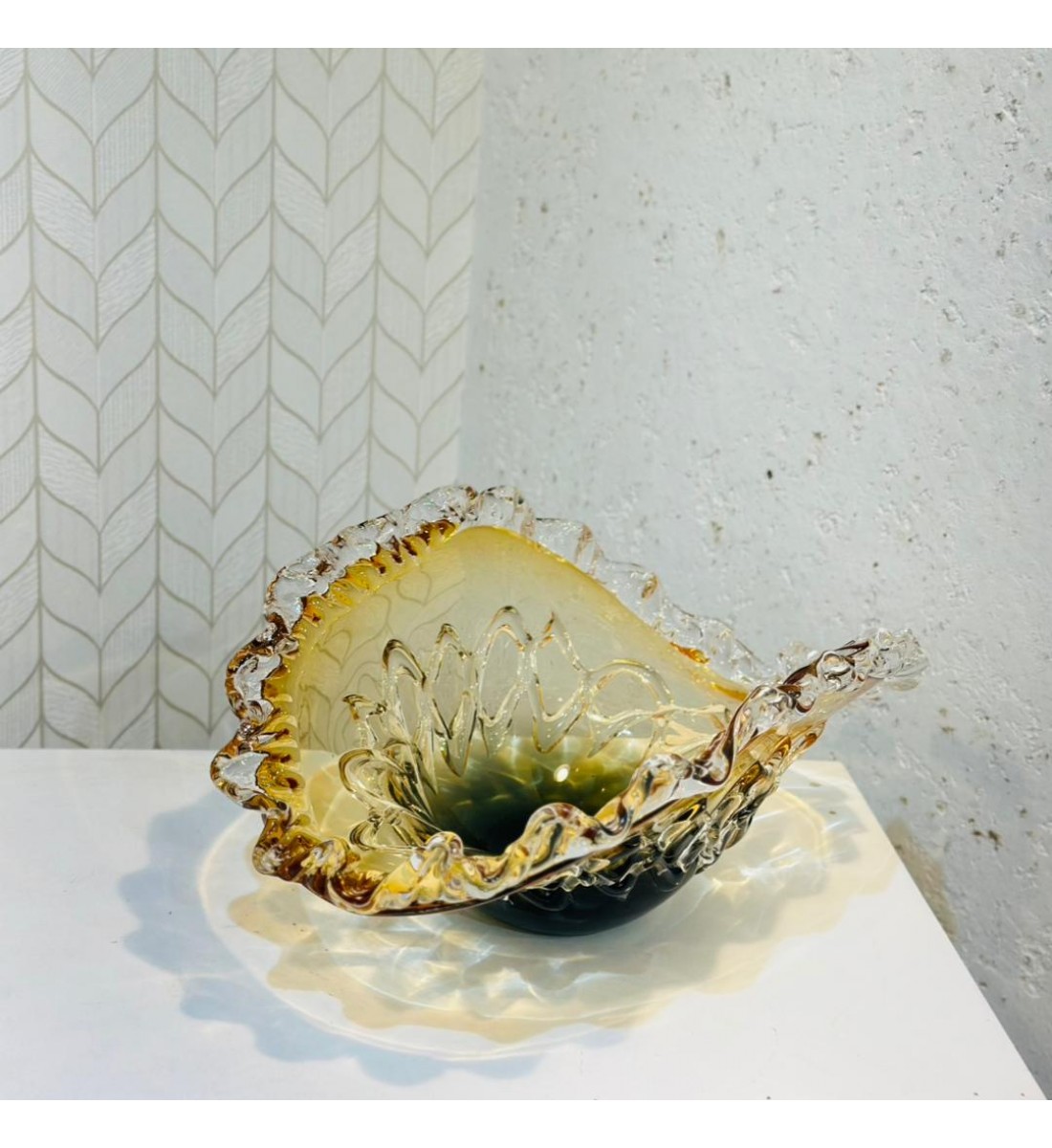 صحن تقديم زجاج مودرن بتصميم كلاسيك40×29×18سم 