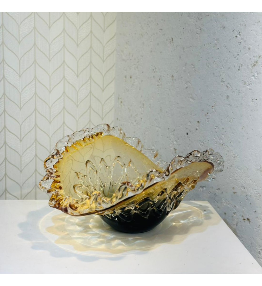 صحن تقديم زجاج مودرن بتصميم كلاسيك40×29×18سم 