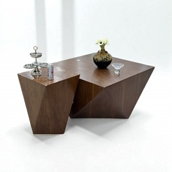 طقم طاولات 2قطع تصميم عصري فاخر بتفاصيل هندسية أنيقة تجمع بين البساطة والجرأة في الشكل.(منتج تفصيل)