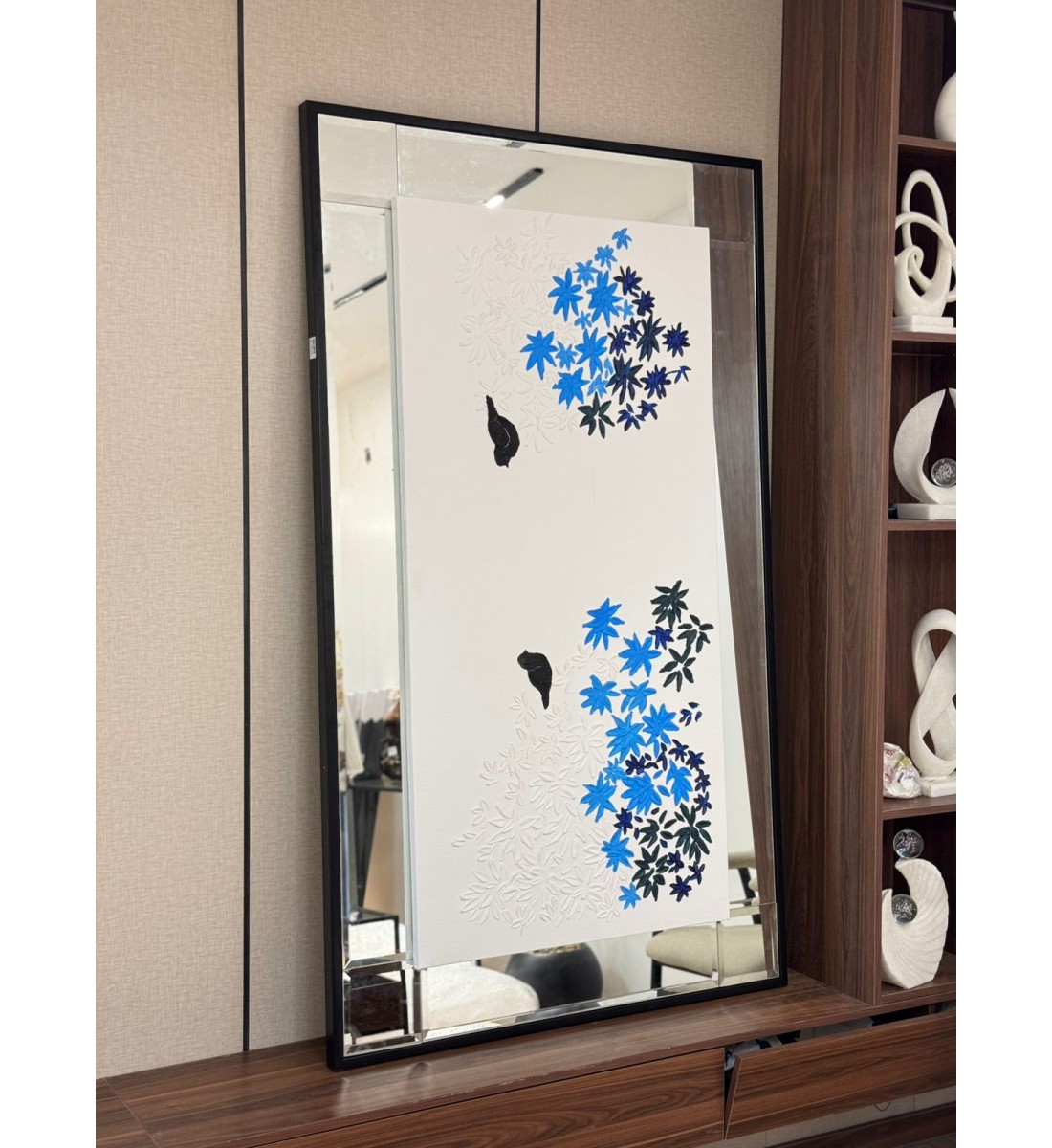 مرايا4 قطع مرايا مرسومة بزهور جبسية 100×170سم (منتج تفصيل )