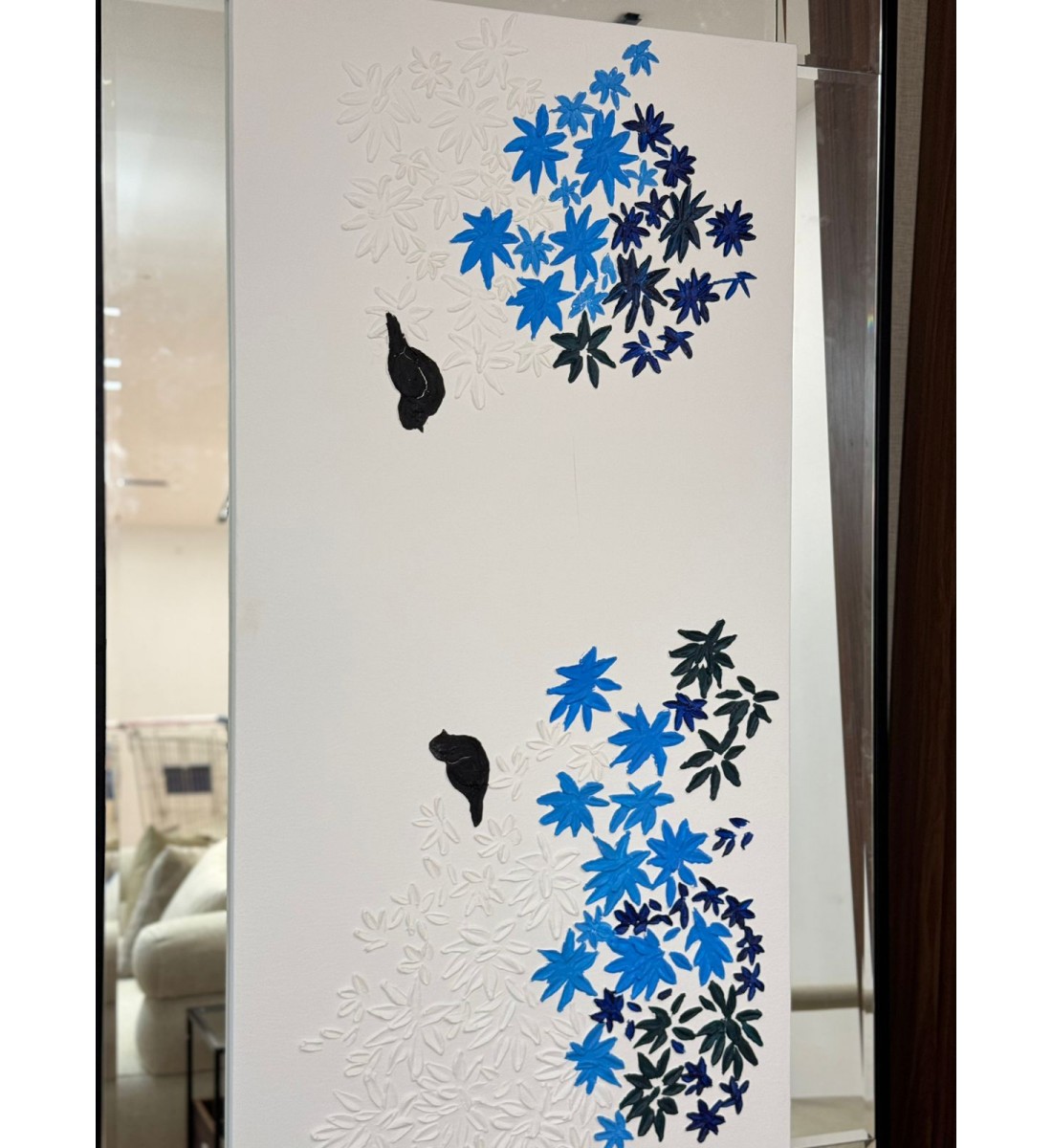 مرايا4 قطع مرايا مرسومة بزهور جبسية 100×170سم (منتج تفصيل )