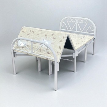 سرير 190 *90*44 سم ابيض حديد مع طبقة خشبية ملبسة قابل للطي - تصميم مريح وشكل راقي