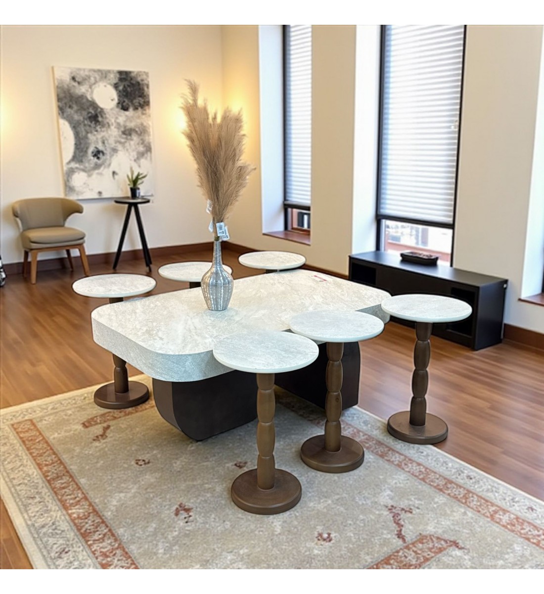 طقم طاوله بديل الرخام7قطع